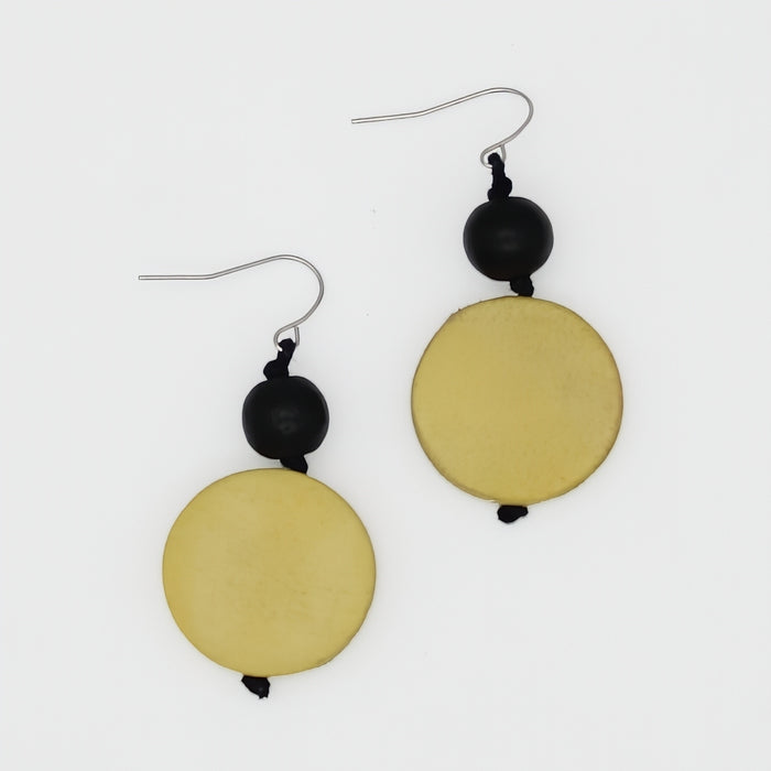 Chartreuse Wood Earrings - Sylca Designs - Chunky Jewelry
