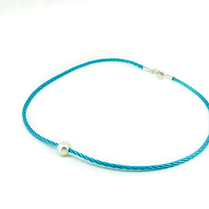 Children’s Aqua Blue Braid Freshwater Pearl Necklace | Beachy Lush Jewellery