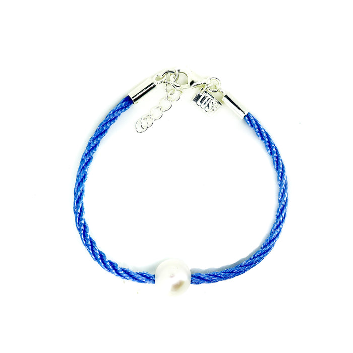 genuine freshwater pearl childrens pearl bracelet on blue cord