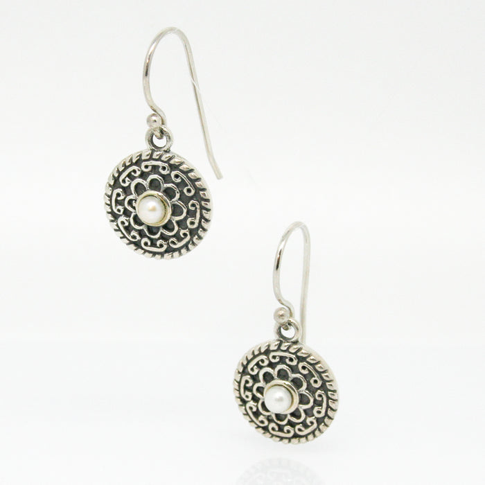 Chinatown Ladies oxidised pearl earrings in 925 sterling silver designed in Broome Western Australia