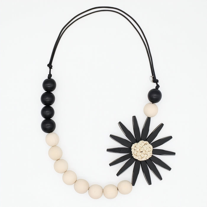 Chunky Black Flower Statement Necklace