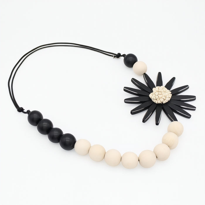 Chunky Black Flower Statement Necklace