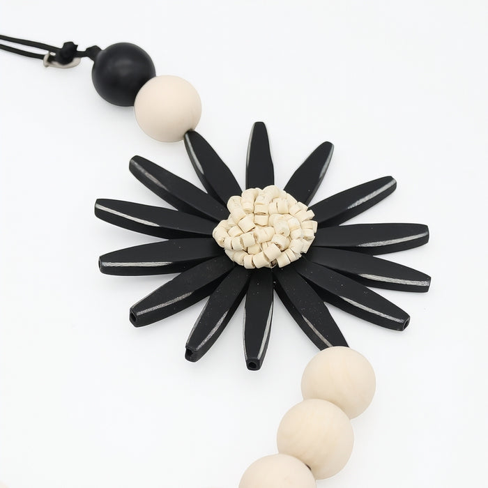 Chunky Black Flower Statement Necklace