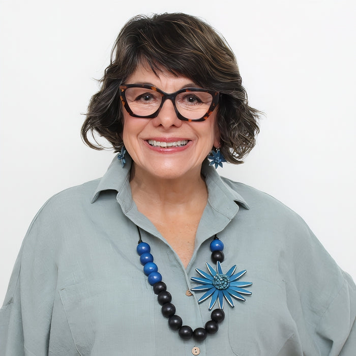 Chunky Blue Flower Statement Necklace - Sylca Designs - Chunky Jewelry