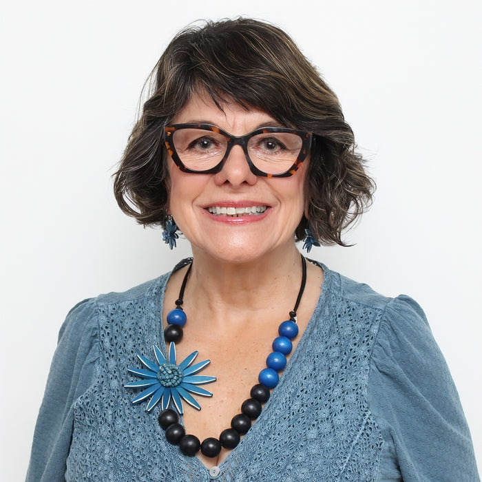 Chunky Blue Flower Statement Necklace - Sylca Designs - Chunky Jewelry