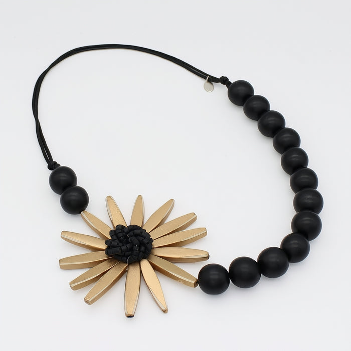 Chunky Gold Flower Statement Necklace - Sylca Designs - Chunky Jewelry