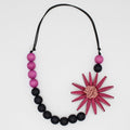 Chunky Magenta Flower Statement Necklace - Sylca Designs - Chunky Jewelry