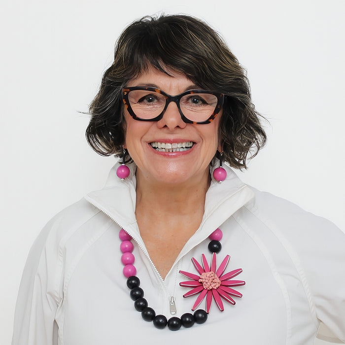 Chunky Magenta Flower Statement Necklace - Sylca Designs - Chunky Jewelry
