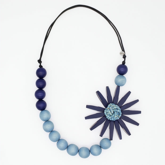 Chunky Navy Flower Statement Necklace
