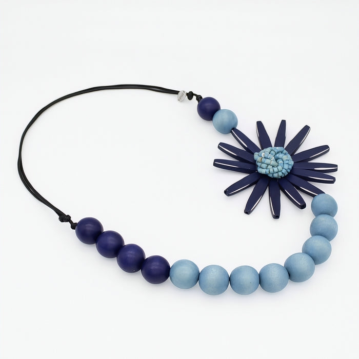 Chunky Navy Flower Statement Necklace