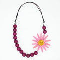 Chunky Pink and Yellow Flower Statement Necklace