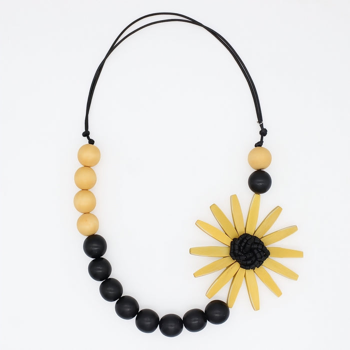 Chunky Yellow Flower Statement Necklace