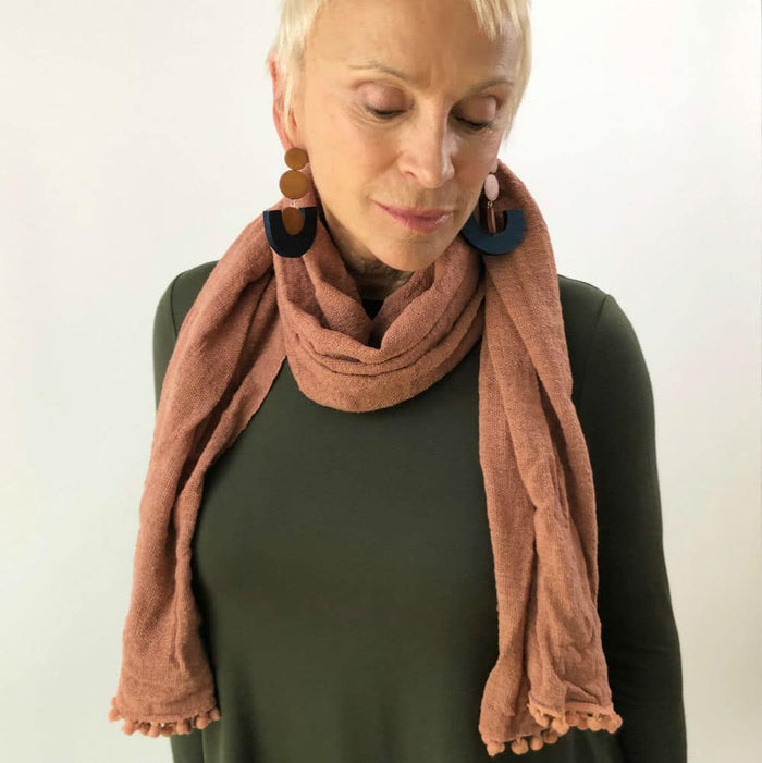 Cinnamon Pom-Pom Scarf - Sylca Designs - Chunky Jewelry