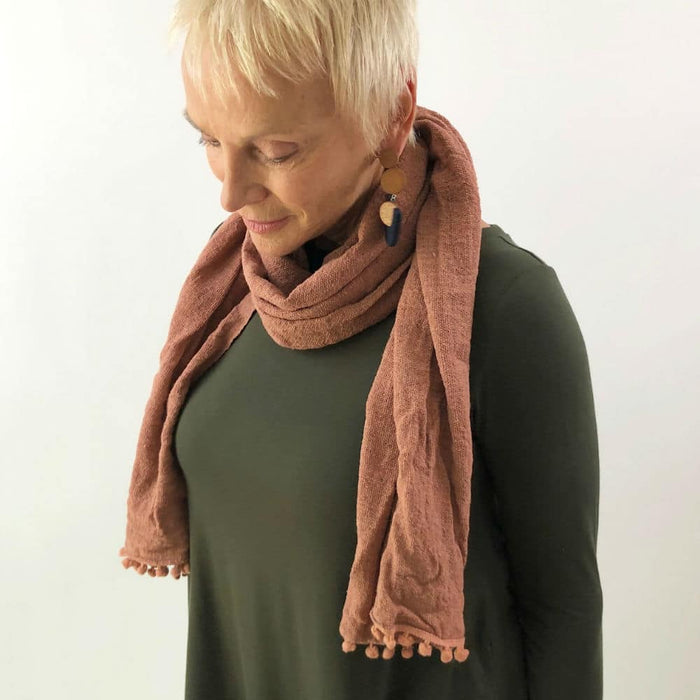 Cinnamon Pom-Pom Scarf - Sylca Designs - Chunky Jewelry