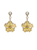 Citrine Flower Dangle Statement Earrings RE009