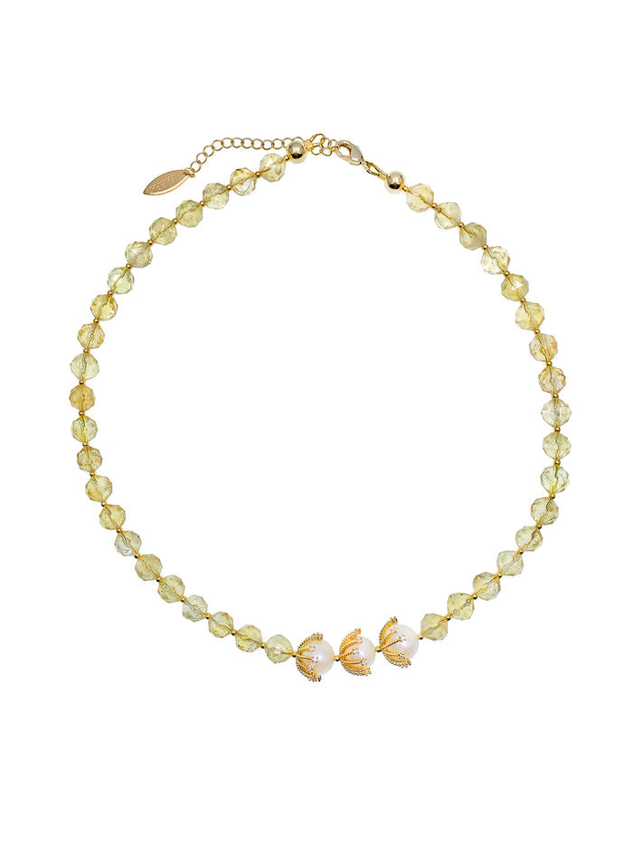 Citrine With Freshwater Pearls Pendant Exquisite Necklace HN020 - FARRA