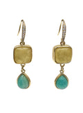 Citrine With Green Amazonite Dangle Earrings PE047