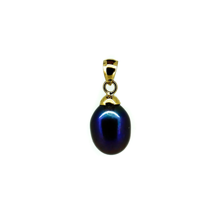 Classic Black Pearl Pendant in 9ct yellow gold featuring a genuine black freshwater pearl