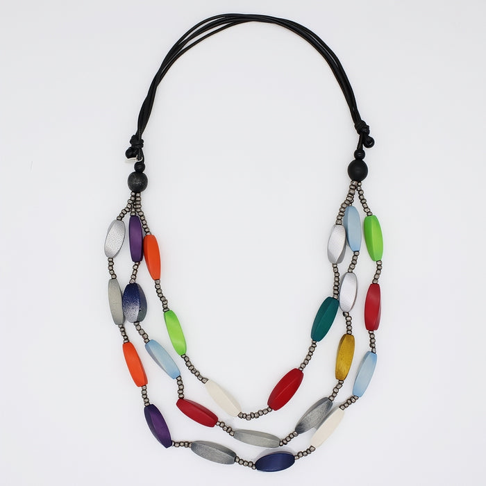Classic Multicolor Sawyer Triple Strand Necklace - Sylca Designs - Chunky Jewelry