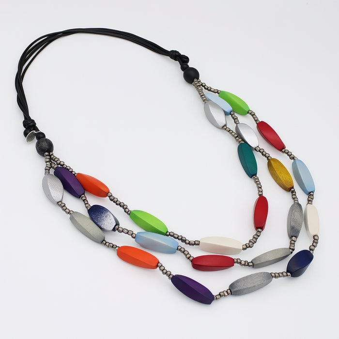 Classic Multicolor Sawyer Triple Strand Necklace - Sylca Designs - Chunky Jewelry