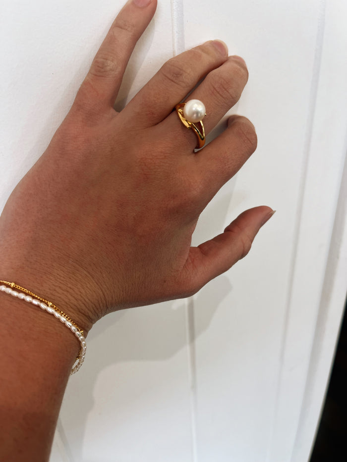 Classic Pearl Ring Gold | Gold Vermeil Freshwater Pearl Ring Australia