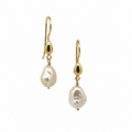 Coastal Dew Drop 12mm baroque pearl hook earrings in gold vermeil by Lush Designs Jewellery Australia