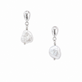 Coastal Dew Drop Baroque Pearl Stud Earrings Silver with freshwater baroque pearls