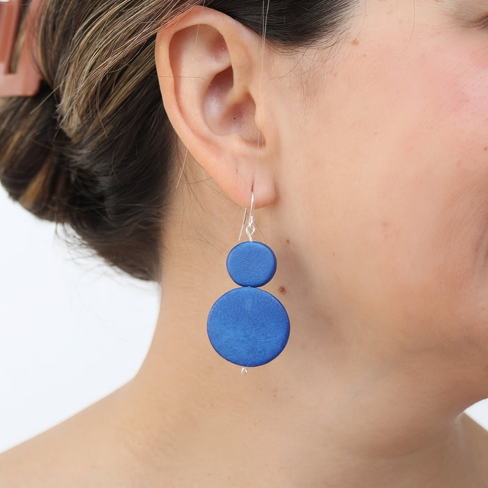 Cobalt Double Bead Sarah Earrings