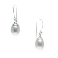 silver pearl hook earrings