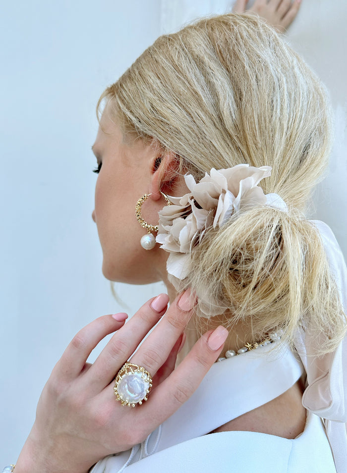 Coin Shaped Freshwater Pearl Open Ring KR001 - FARRA
