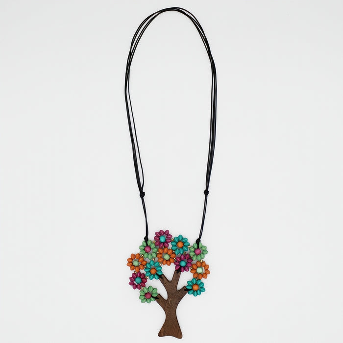 Colorful Flower Jola Tree Pendant - Sylca Designs - Chunky Jewelry