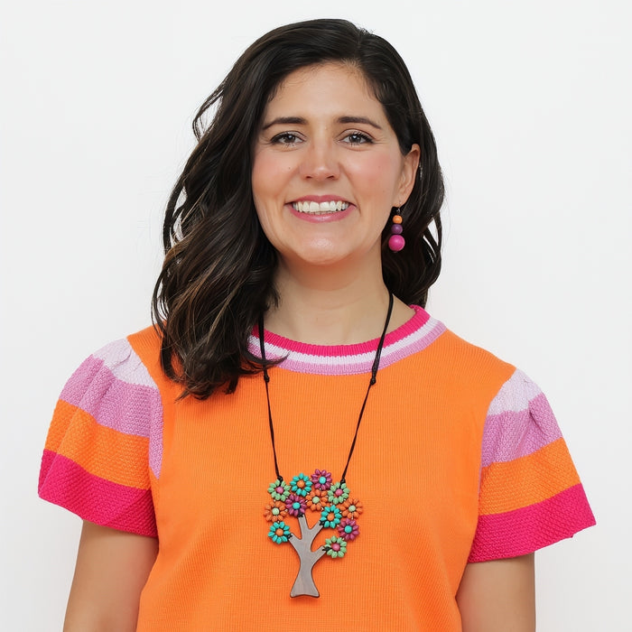 Colorful Flower Jola Tree Pendant - Sylca Designs - Chunky Jewelry