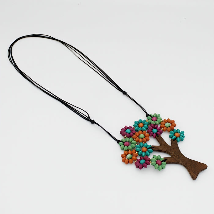 Colorful Flower Jola Tree Pendant - Sylca Designs - Chunky Jewelry