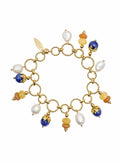 Colorful Gemstone With Freshwater Pearl Charms Bracelet SB009