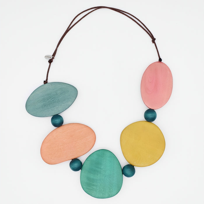 Colorful Jovie Wood Bead Statement Necklace - Sylca Designs - Chunky Jewelry