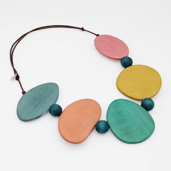 Colorful Jovie Wood Bead Statement Necklace - Sylca Designs - Chunky Jewelry