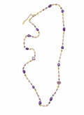 Colorful Zircon Chain With Amethyst Station Long Necklace SN010
