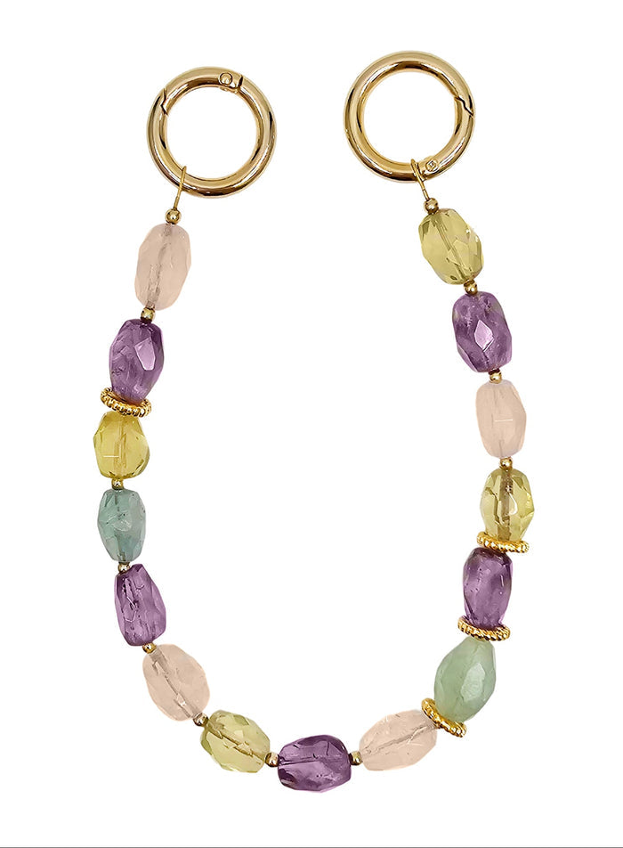 Colormixed Natural  Rose Quartz Citrine Amethyst Phone Strap PC014