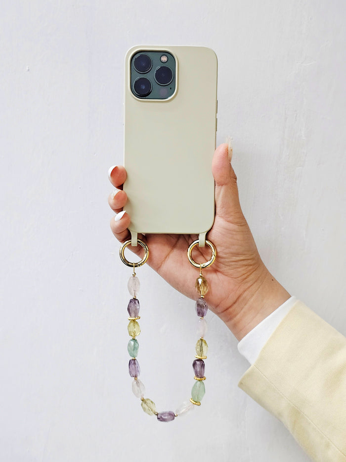 Colormixed Natural  Rose Quartz Citrine Amethyst Phone Strap PC014