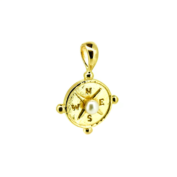 Compass pendant necklace in gold vermeil over 925 sterling silver
