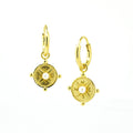 Compass sleeper earrings gold with freshwater pearl nautical jewellery designed in Broome Australia