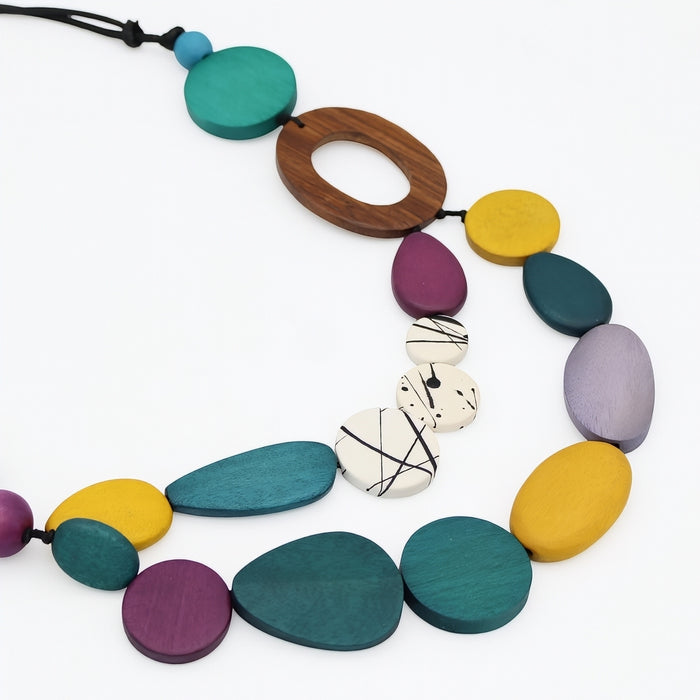 Confetti Grove Wooden Statement Necklace