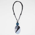 Contemporary Black White and Teal Solene Pendant - Sylca Designs - Chunky Jewelry