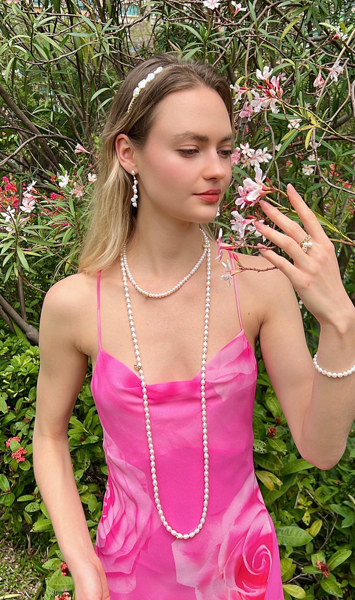 Contemporary Freshwater Pearls with Butterfly Knot Necklace LN066 - FARRA