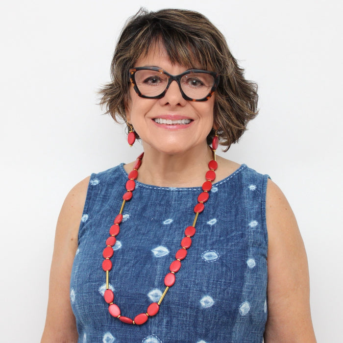 Coral Blair Oval Bead Necklace - Sylca Designs - Chunky Jewelry