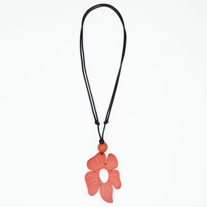 Coral Hibiscus Flower Pendant