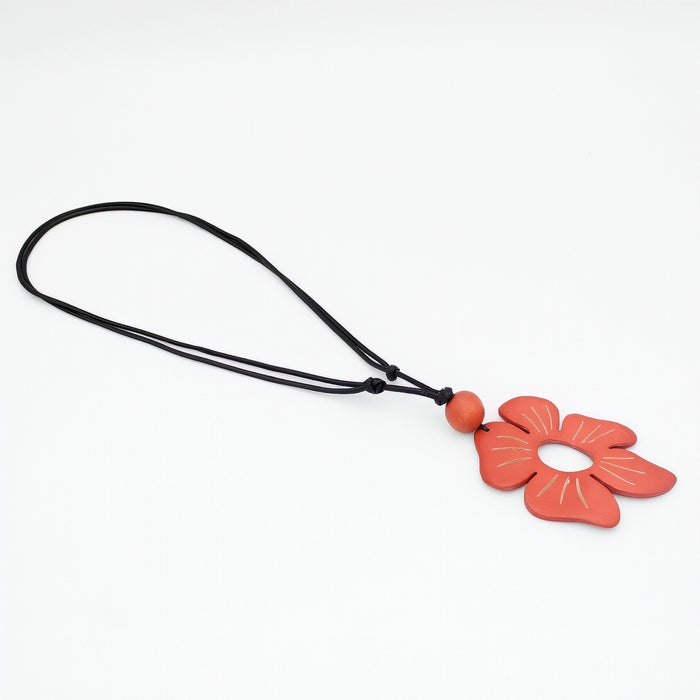 Coral Hibiscus Flower Pendant
