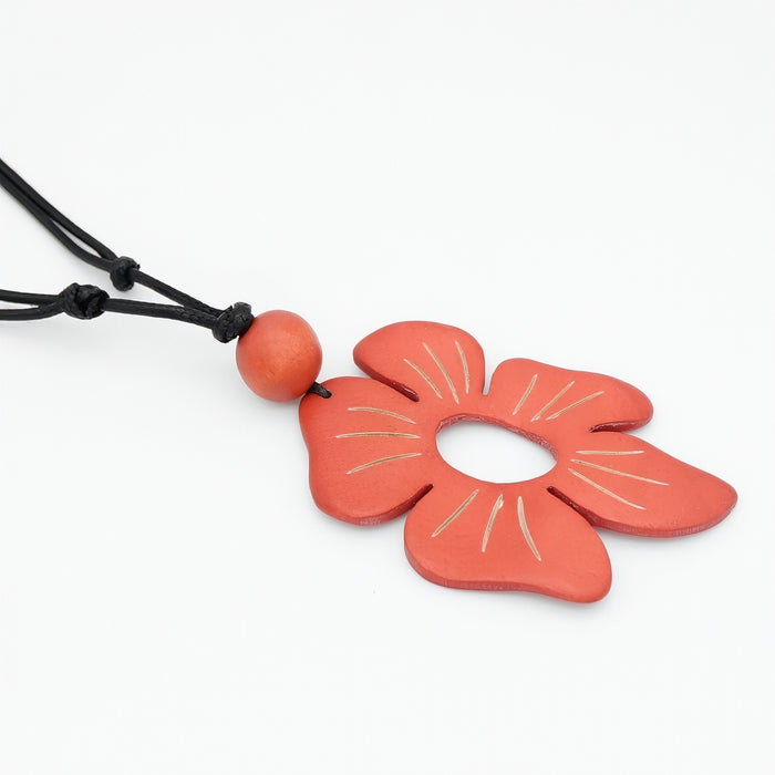 Coral Hibiscus Flower Pendant