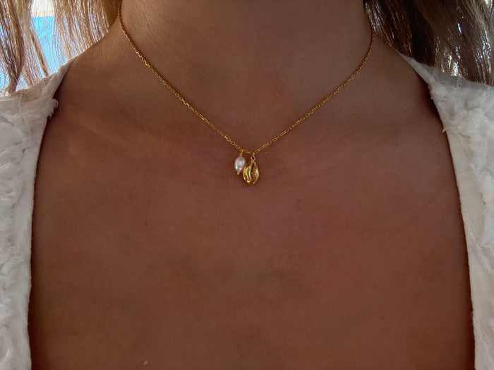 Cowrie Shell Pearl Necklace Gold | Ocean Inspired Jewellery Australia