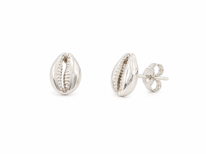 Cowrie Shell Studs Silver